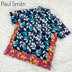 ポールスミス　総柄　ネイビー　半袖シャツ　L 大きいサイズ　切り替え