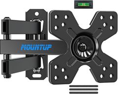 MOUNTUP テレビ壁掛け金具 軽量 10～26インチ対応 耐荷重15kg 小型 モニターアーム 回転式 左右移動式 上下角度調整 液晶ディスプレイアーム