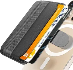 【在庫処分】[Sinjimoru] プル & スライド magsafe対応 カードケース, フィンガーグリップ 付き, タプを引いて取り出す スマホカードケース, カード3枚収納 マグセーフ 財布, iPhone 15/14/13/12 シリーズ対応,