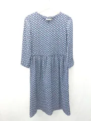 ◇ Θ closet story UNITED ARROWS 総柄 長袖 ロング ワンピース サイズ表記なし ネイビー レディース E  【1502180044854】