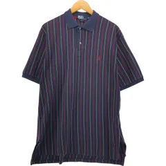 古着 90年代 ラルフローレン Ralph Lauren POLO by Ralph Lauren ストライプ柄 半袖 ポロシャツ USA製 メンズXL相当/eaa553515