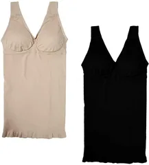 Smile lala(スマイル ララ) レディース ブラトップ タンクトップ カップ 付き インナー 下着 着圧 シンプル 女性( ブラック＆ベージュ,  XL)