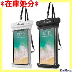 ProCase 2個セット防水ケース IPX8認定 携帯用ドライバッグ 最大7.0”スマホに対応可能 適用端末：iPhone 15 14 13 Mini Pro Max・iPhone SE 12・11・XS・XR・8・Android -ホワイト/ブラック 19