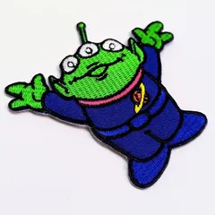 送料無料！ ★刺繍アイロンワッペン★【 エイリアン / リトルグリーンメン（ トイストーリー ）】 バンザイVer. 〚アメリカン雑貨 アメトイ〛