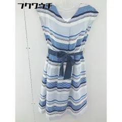 ◇ ◎ INTERPLANET インタープラネット ボーダー ノースリーブ 膝下丈 ワンピース サイズ02 ブルー系 レディース  【中古】 【1105270004969】のサムネイル