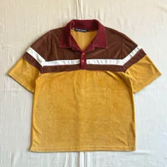 90s　vintage　SILVER STONE　配色切り替え　半袖ベロアポロシャツ　グランジ　Y2K