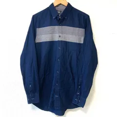 (^w^)b TOMMY HILFIGER トミーヒルフィガー real indigo コットン100% ボタンダウン 長袖 シャツ キレイめ カジュアル 爽やか トップス ネイビー メンズ 男性 サイズ M