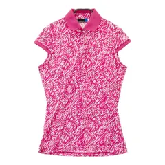 サイズ：M J.LINDEBERG ジェイリンドバーグ  フレンチスリーブ ポロシャツ 総柄 ピンク系 [240101334190]# ゴルフウェア レディース ストスト