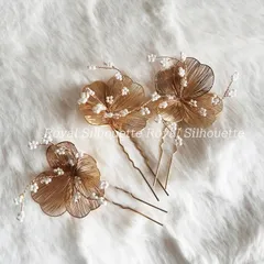ヘアピン ゴールド 金 ヘアアクセサリー 花 フラワー 3個セット パール ヘッドドレス パーティ ブライダル ホワイト レディース 二次会 発表会 謝恩会 演奏会 披露宴 結婚式 きれいめ お呼ばれ