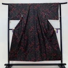 ★着物10★ 1円 正絹 本場夏よこそ大島紬 大輪の花 単衣 着物 身丈160cm 裄64cm ☆☆☆☆