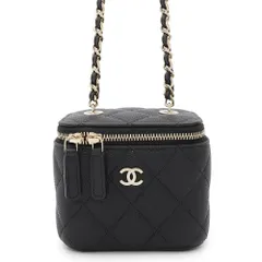 シャネル チェーンショルダーバッグ マトラッセ ココマーク ヴァニティケース ミニ キャビアスキン AP1340 バニティ 黒