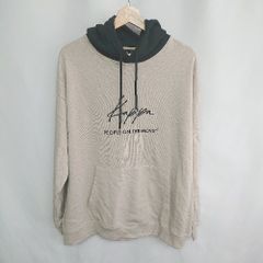 ◇ KAPPA カッパ 綿混 刺繍デザイン バイカラー 長袖 パーカー サイズL ベージュ メンズ E  【1408220016013】