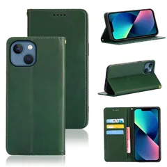 【在庫処分】iPhone13 mini ケース 手帳型 iPhone 13 mini 手帳型 ケース カバー PUレザー カード収納 財布型 耐衝撃 ケース マグネット スタンド機能付き 5色 (iPhone13mini ケース 手帳型) (濃い緑)