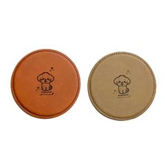 ワンちゃん好きの方へ！プレゼントにも◎【皮製レーザー彫刻コースター】～マルチーズ～オリジナルデザイン