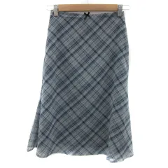 バーレスク BURLESQUE フレアスカート ミモレ丈 チェック柄 リボン 水色 ライトブルー 青 ブルー /YS8