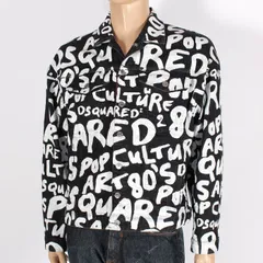 【お値下げ！】 DSQUARED2 ディースクエアード デニムジャケット ブラック 46サイズ S74AM1462 S30503 900 D2 POP 80'S DROPPED ドロップショルダー ポップロゴプリント メンズ ユニセックス【新品・本物】売れ筋