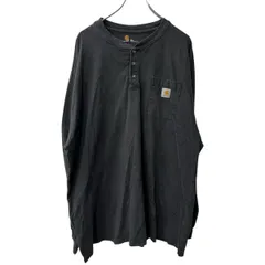 Carhartt 長袖 ロゴTシャツ 2XL ダークグレー カーハート コットン100% ヘンリーネック ビッグサイズ ロンT シンプル 秋物 a709-6730