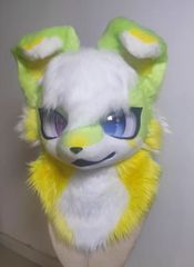 着ぐるみヘッド ウサギ耳 ミントグリーン 兎面 全頭ヘッド