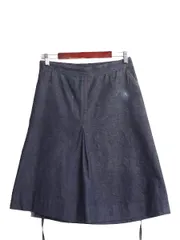 【お得なクーポン配布中!】 70s USA製 インディゴ デニム ラップ スカート レディース フリーサイズ 古着 ヴィンテージ 耳付き 巻きスカート ロング丈 ミモレ丈 フレア