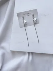 ピアス　イヤリング　シルバー　パール　バロックパール　揺れる　チェーン　ロング　結婚式入学式　成人式　卒業式　ウエディング　ブライダル　前撮り　花嫁　お呼ばれ　デイリー　韓国　個性　金アレ対応