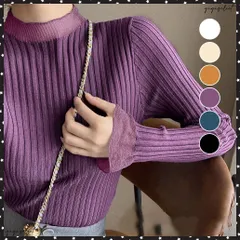 長袖 ニットセーター レディース レースドッキング リブニット プチハイネック レイヤード おしゃれ ニットソー 切り替え きれいめ 韓国ファッションレース付きセーター 新作 タイトニット 大人可愛いトップス