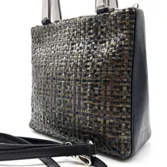 【良品】 GIVENCHY ジバンシー ハンドバッグ トートバッグ ショルダーバッグ 編み込み プラスチックハンドル レザー 革 ブラウン 茶色 ブラック 黒色 ユニセックス 男女兼用 メンズ レディース