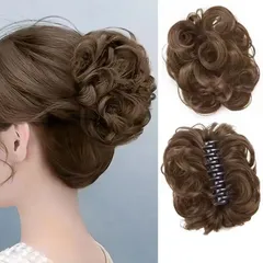 『特価』 (ライトブラウン) ヘアアレンジ バンスクリップ 付け髪 ヘアクリップ ヘアクリップ ヘアクリップ 大きめ 髪飾り 巻き付け 髪の毛 つけ毛 部分ウィッグ お団子 カ一ル カ一ル 女性 結婚式 発表会 ダンス 和装 レディース へアエクステ ヘアクリ