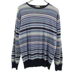 ポールスミスロンドン 英国製 ボーダー柄 長袖 セーター L ネイビー 他 Paul Smith LONDON ニット メンズ 古着 【240418】 メール便可