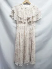 ◇ ⊂ プロポーションボディドレッシング 花柄 半袖 膝下丈 ワンピース サイズM ベージュ系 マルチ レディース E  【1507230004604】