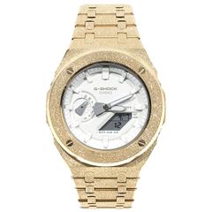 G-SHOCK GA2100 フロステッドゴールド メタルカスタム カシオーク CASIOAK ホワイト文字盤 ステンレス製