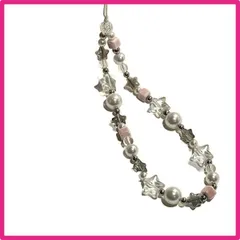 [Qicarkey] 韓国 Y2K ピンク スター キュート チャーム パール ビーズ 携帯チェーン ストラップ ストラップ 可愛い女の子 アクセサリー ギフト ブレスレット ユニセックス ジュエリー 装飾