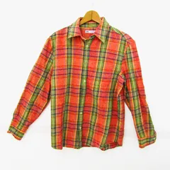 ザラ 長袖シャツ ネルシャツ チェック柄 トップス レディース Lサイズ オレンジ×グリーン ZARA 【中古】