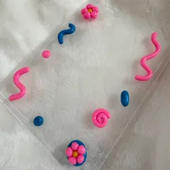 【匿名発送】ハンドメイド トレカケース デコ 樹脂粘土 ピンク×ブルー