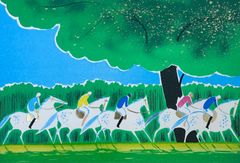 リトグラフ　モティ　乗馬　107/120 直筆サイン 美品 300部限定 田淵安一 リトグラフ 直筆サイン 106