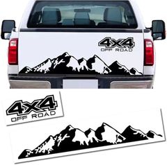 MORY TRADE 互換品morytrade ボディステッカー サイドデカール 4x4 マウンテン アウトドア 山 150x28cm 2種類セット(ブラック)