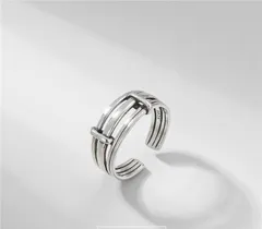 指輪S925 ヴィンテージ個性 シンプル フリーサイズ オープンリング 韓国風