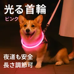 首輪 犬 光る ピンク 散歩 LEDライト USB充電 安全062