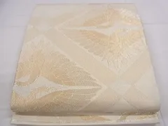 平和屋着物■六通柄袋帯　霞双鶴菱　金銀糸　逸品　ze6420