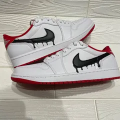 1点限り‼️AIR JORDAN 1 Low ドリップ‪💧‬ペイントカスタム ユニバーシティレッド 27.0cmのサムネイル