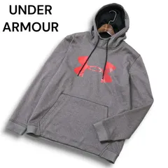 UNDER ARMOUR アンダーアーマー 秋冬 ロゴプリント★ 裏起毛 パーカー フーディー Sz.M メンズ 灰 グレー トレーニング