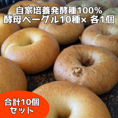 【国産小麦・自家培養酵母100％】酵母ベーグルお任せ10種×各1個 合計10個セット