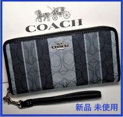 COACH 新品 長財布 メンズ レディース コーチ 濃紺 白 財布 107