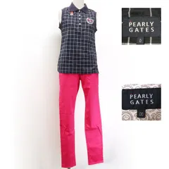 PEARLY GATES ノースリーブポロシャツ / パンツ セット売り ネイビー ピンク 055-9231902/055-8260804 パーリーゲイツ ◆送料込◆質屋-8435