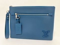 LOUIS VUITTON ルイヴィトン アエログラムレザー テイクオフ・ポーチ クラッチバッグ セカンドバッグ ブルー アトランティック M82813 美品