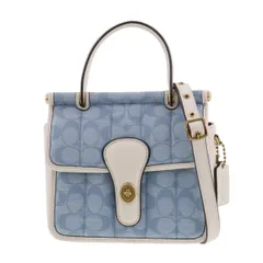 【中古】 COACH （コーチ） ｳｨﾘｽ ﾄｯﾌﾟﾊﾝﾄﾞﾙ 18 バッグ ショルダー/メッセンジャーバッグ ﾃﾞﾆﾑ ブルー ホワイト signature Blue C4704 used:ABのサムネイル