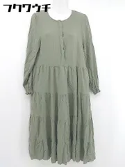 ◇ earth music&ecology ティアード 長袖 膝下丈 ワンピース サイズ F カーキ レディース  【中古】 【1107070003586】