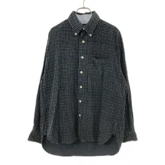 トミーヒルフィガー チェック柄 ロゴ刺繍 長袖 コーデュロイ ボタンダウンシャツ M ネイビー系 TOMMY HILFIGER メンズ