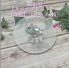 ★✨撮影用【クリアプレート】＋【造花】（リーフ&枝）✨「ミックス」セット💕✨★