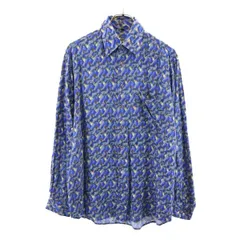 ヘンリーマニー ユーロ 総柄 長袖 シャツ M ブルー系 Henry Money メンズ 【中古】  【230919】