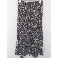 ◇ LOWRYS FARM ローリーズファーム 花柄 ロング プリーツ スカート サイズF ブラック ホワイト系 レディース  【中古】 【1203080001830】